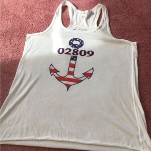 Bella Canvas White Muscle Tee with Patriotic Anchor Design